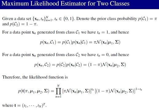 PRML读书会第四章 Linear Models for Classification(贝叶斯marginalization、Fisher线性判别、感知机、概率生成和判别模型、逻辑回归)