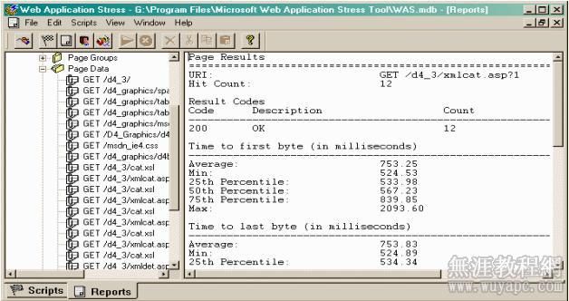 使用Microsoft Web Application Stress Tool对web进行压力测试