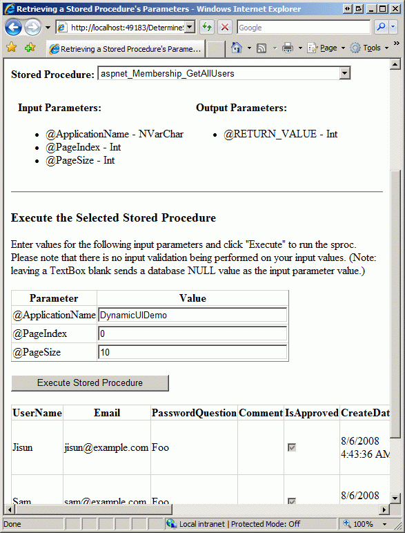 Programmatically Retrieving a Stored Procedure's Parameters 获取Sql Server 存储过程参数