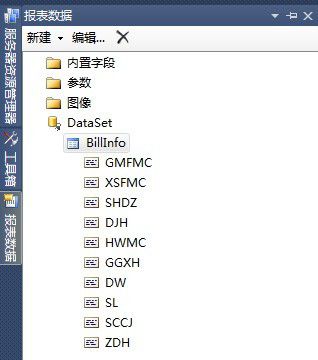 RDLC报表 报表数据 栏 快捷键