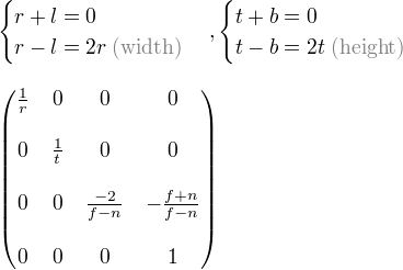 OpenGL Symmetric Orthographic Projection Matrix