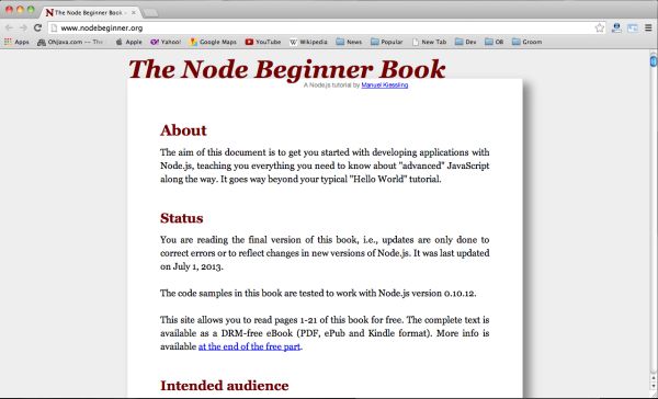 best free ebooks for node.js - nodebeginners