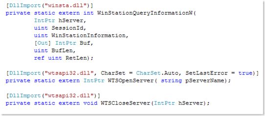 [翻译]利用C#获取终端服务(Terminal Services)会话的闲置时间