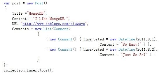 C#简单操作MongoDB