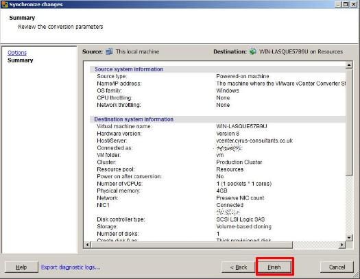 VMware vCenter Converter Standalone 5.1 - Finish