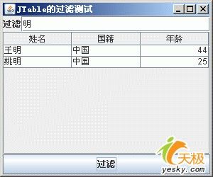 带有排序和过滤功能的JTable