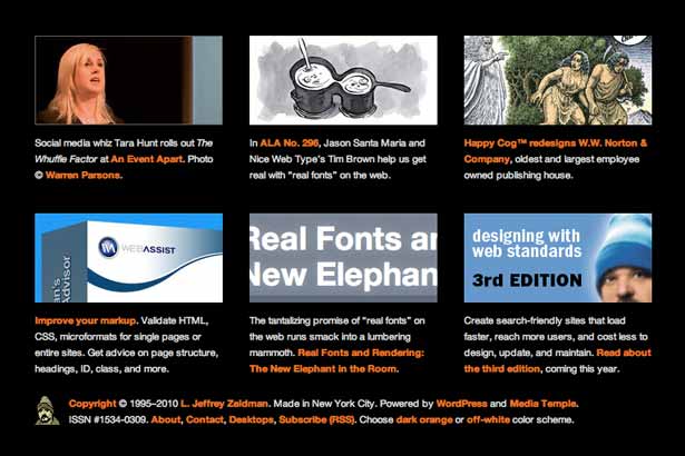 screenshot of Jeffrey Zeldman's footer