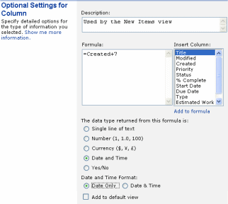 Set the calculated columns formula