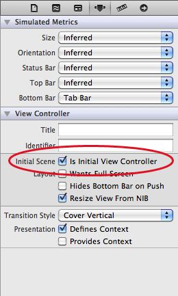 Is Initial View Controller attribute