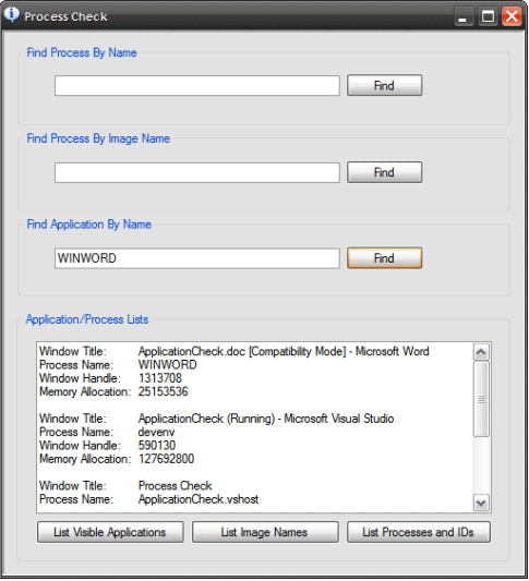 Finding and Listing Processes in C#