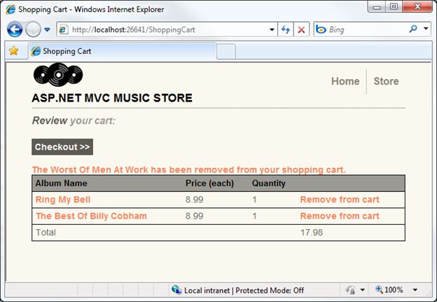 ASP.NET MVC Music Store教程（8)：购物车和AJAX更新 - firechun - firechun的博客