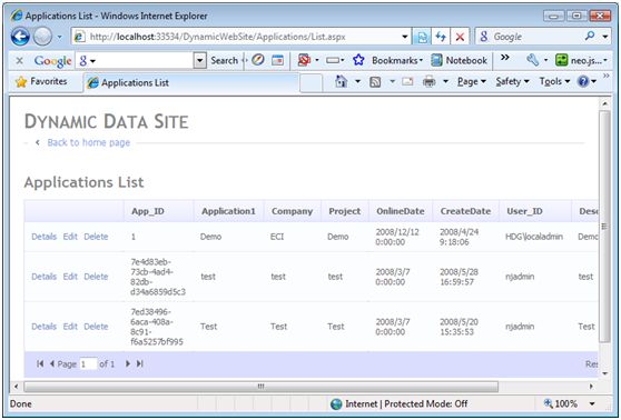 Vs.net 2008 sp1新特性之Dynamic Data Web Site