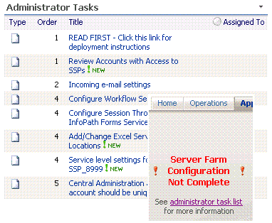 Server Farm Configuration Not Complete (服务器场配置未完成)