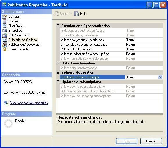 How to Alter a Replicated Article in SQL Server 2005