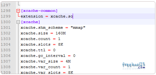 xcache添加代码到php.ini