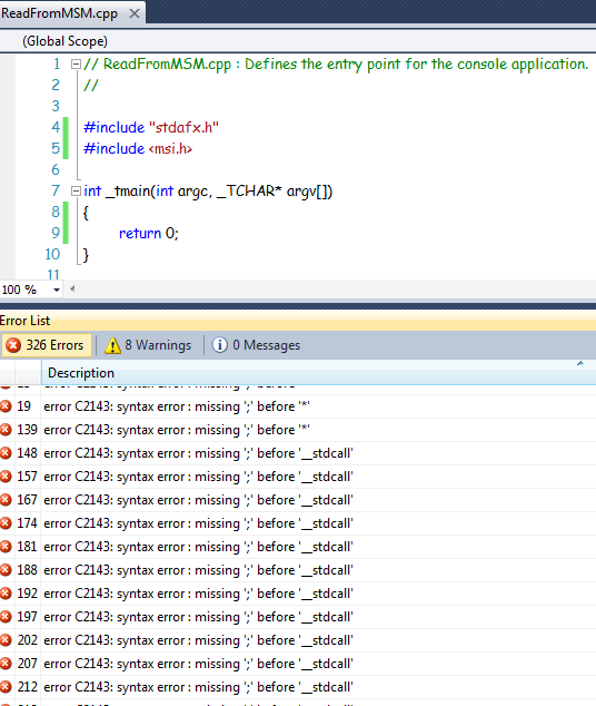 Msi.h causes compilation error in vs2010