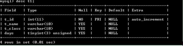 mysql--自动增长