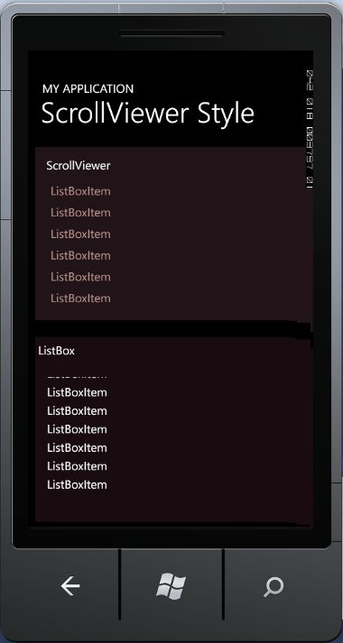 window phone7中自定义listbox或scrollviewer滚动条样式