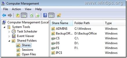 How to enable $Admin Shares in Windows 7