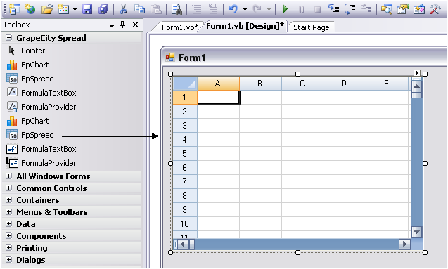 Spread for Windows Forms快速入门(1)---开始使用Spread