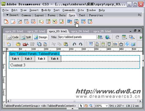 Spry集成到Dreamweaver cs3 试用，