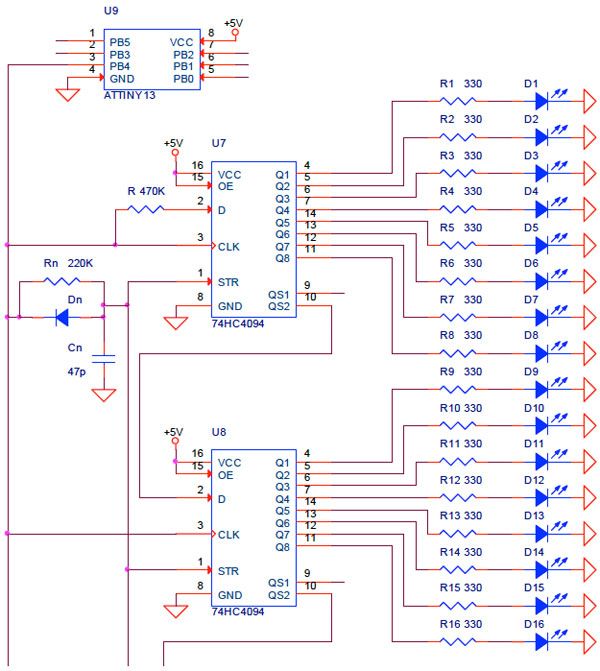 serial-input, parallel-output (SIPO) chip : TPIC6595 , 74HC164 , 74HC4094 or 74HC595