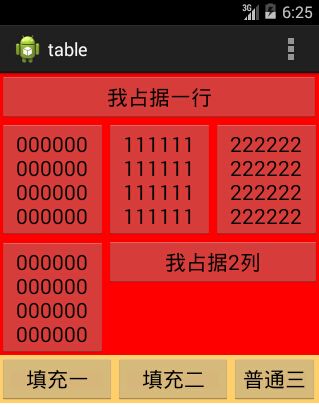 Android：控件布局（表格布局）TableLayout