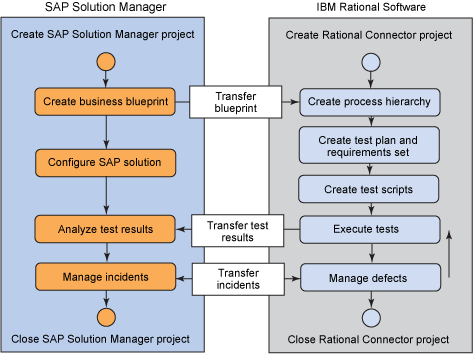在 SAP 和 Rational 之间的流程集成点