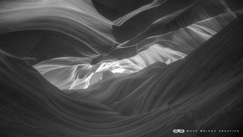 black and white Antelope canyon sunrise