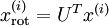 \textstyle x_{\rm rot}^{(i)} = U^Tx^{(i)}