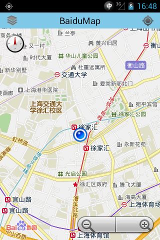 基于百度地图 Android SDKv1.3.5实现简单的定位功能，自定义标题栏