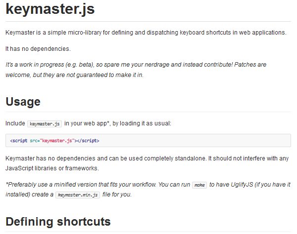 20个优秀的JavaScript 键盘事件处理库