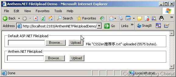 Anthem.NET 1.5中的FileUpload控件实现Ajax方式的文件上传
