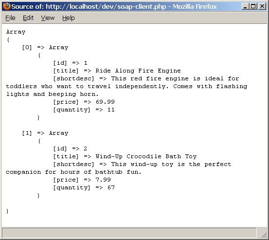 The result of the SOAP request, converted to a native PHP array