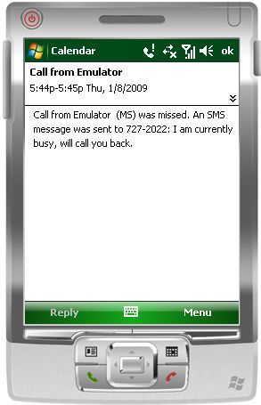 Incoming call missed/rejected Reminder on Windows Mobile