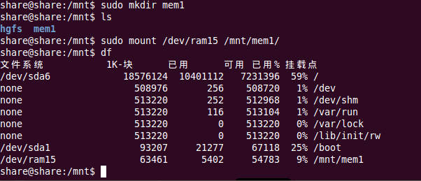 ubuntu下格式化内存当硬盘使的小实验