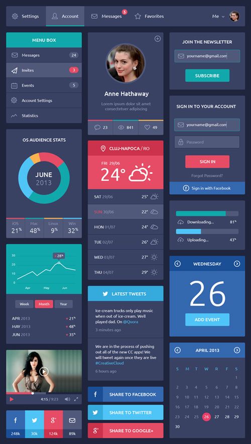 Flat Design UI Components