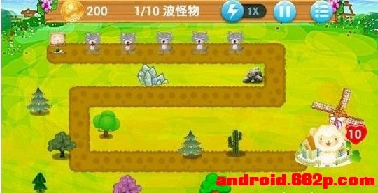 一款类似塔防类的保卫羊村游戏android源码