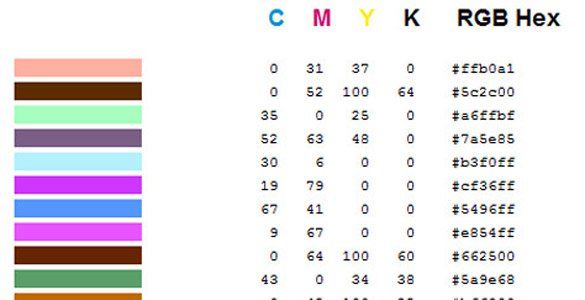 Color Codes Matching Chart HTML