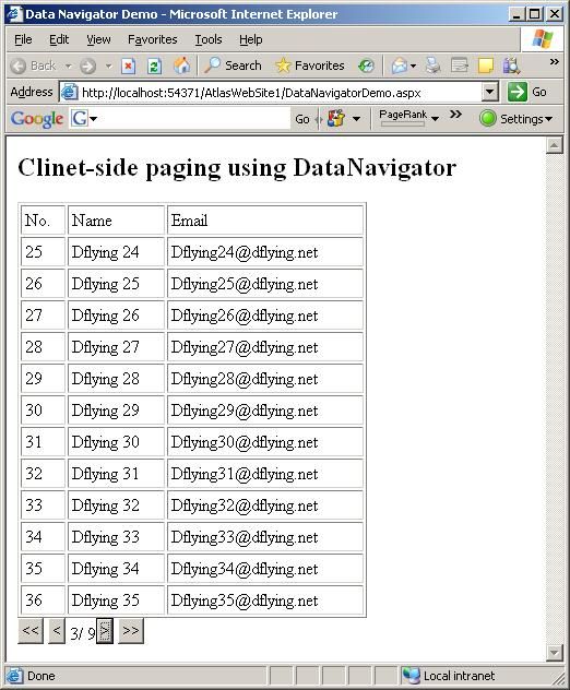 使用 ASP.NET Atlas PageNavigator控件实现客户端分页导航