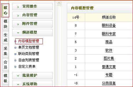 内容模型管理channelid