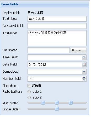 EXTJS4自学手册——页面控件（表单控件）