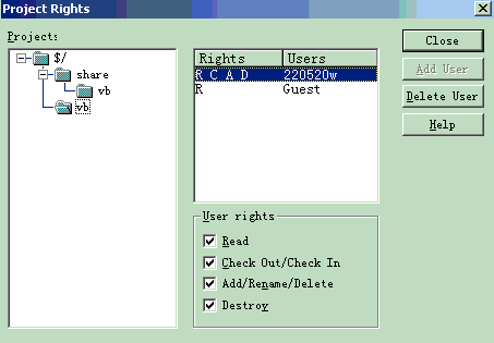 SourceSafe中的权限管理