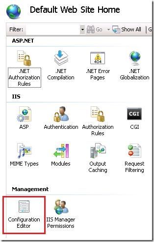 Tip #9 IIS7，用Configuration Editor生成修改配置的C#, JavaScript 或 AppCmd脚本