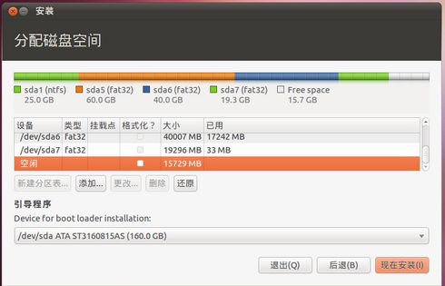 安装Ubuntu时分区选择
