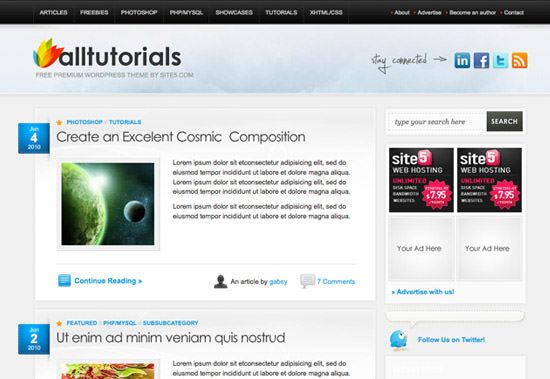 alltutorials 21 Free Premium Wordpress Themes to Impress