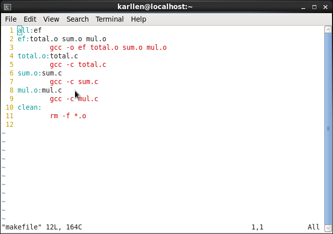 Linux 我的第一个makefile(Linux指令学习笔记)