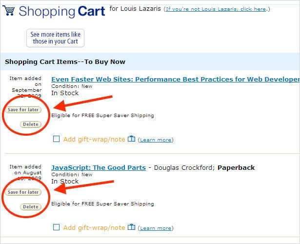 Amazon Cart Options