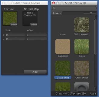 Terrain paint texture selection.