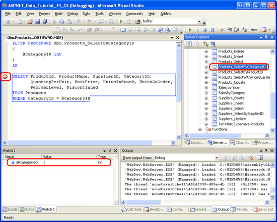 转:通过 Visual Studio 对 SQL Server 中的存储过程设置断点并调试
